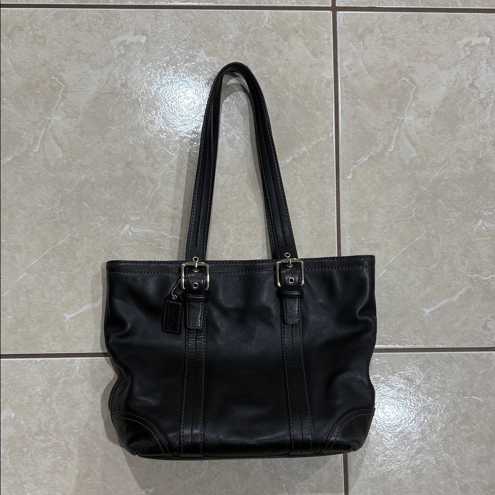 Coach Black Leather Tote Bag